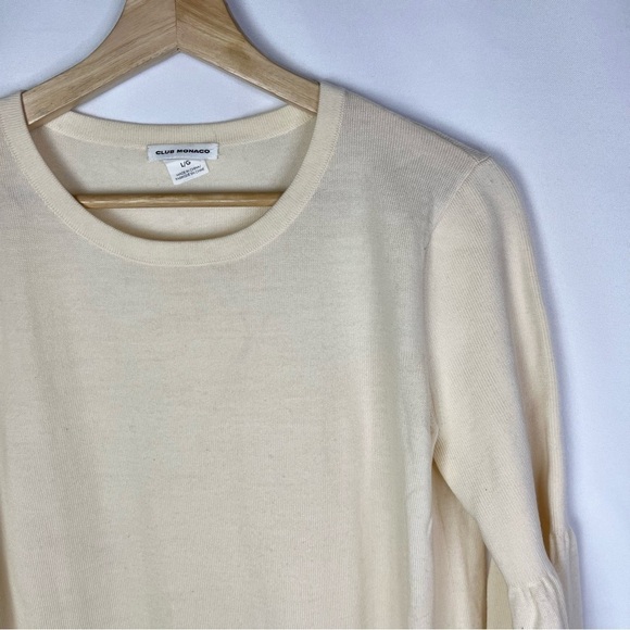 Club Monaco Cream Crewneck Pullover Wool Knit Sweater L - Picture 3 of 6